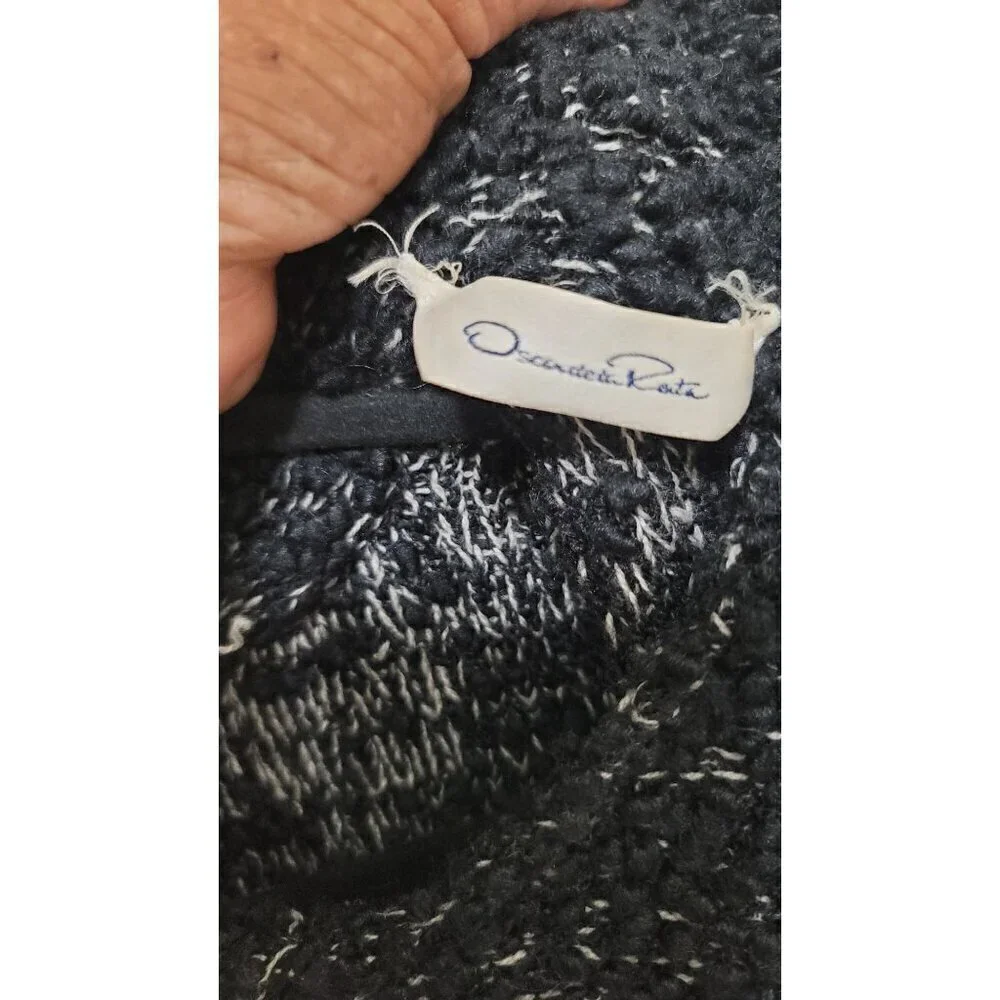 Oscar de‎ la Renta Sweater Womens S Black White Popcorn Knit Wool Blend Italy